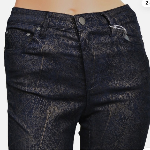 Tractr Olive Green Suede Line Pattern Skinny Jeans 4/27 - Picture 2 of 8